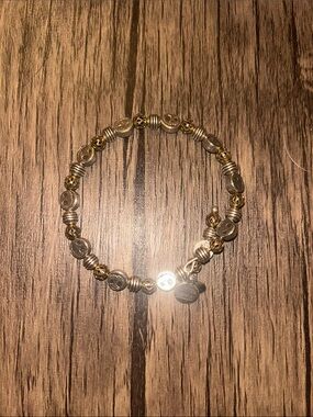 Alex and Ani Two-Tone Button Bead Stretch Bracelet